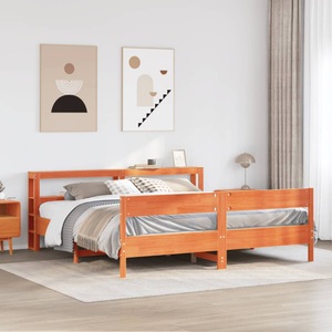 vidaXL, vidaXL Massivholzbett ohne Matratze Wachsbraun 180x200 Kiefernholz