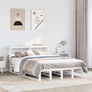 vidaXL, vidaXL Massivholzbett ohne Matratze Weiß 135x190 cm Kiefernholz