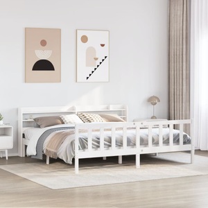 vidaXL, vidaXL Massivholzbett ohne Matratze Weiß 200x200 cm Kiefernholz