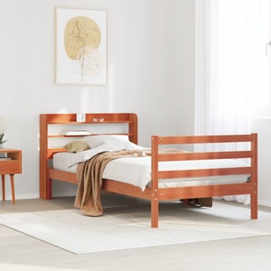 vidaXL, vidaXL Massivholzbett ohne Matratze Wachsbraun 90x200 Kiefernholz