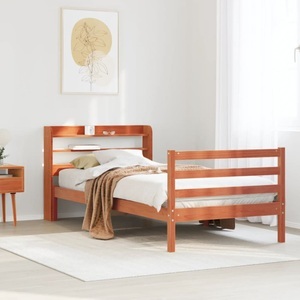 vidaXL, vidaXL Massivholzbett ohne Matratze Wachsbraun 100x200 Kiefernholz