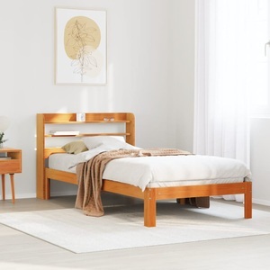 vidaXL, vidaXL Massivholzbett ohne Matratze Wachsbraun 100x200 Kiefernholz, vidaXL Massivholzbett ohne Matratze Wachsbraun 100x200 Kiefernholz