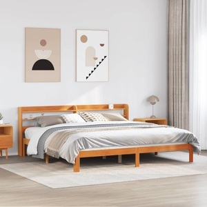 vidaXL, vidaXL Massivholzbett ohne Matratze Wachsbraun 180x200 Kiefernholz