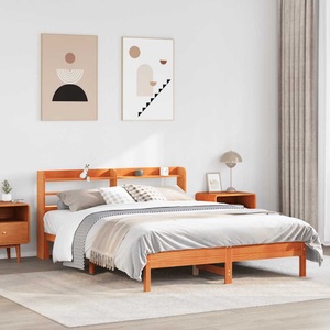 vidaXL, vidaXL Massivholzbett ohne Matratze Wachsbraun 140x200 cm Kiefernholz, vidaXL Massivholzbett ohne Matratze Wachsbraun 140x200 cm Kiefernholz