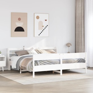 vidaXL, vidaXL Massivholzbett ohne Matratze Weiß 200x200 cm Kiefernholz