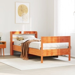vidaXL, vidaXL Massivholzbett ohne Matratze Wachsbraun 100x200 Kiefernholz, vidaXL Massivholzbett ohne Matratze Wachsbraun 100x200 Kiefernholz