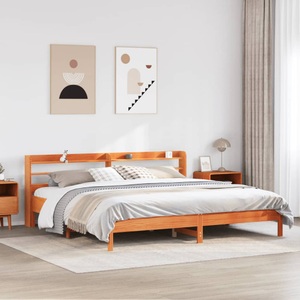 vidaXL, vidaXL Massivholzbett ohne Matratze Wachsbraun 200x200 Kiefernholz