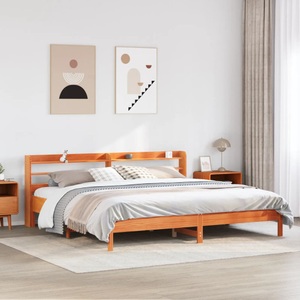 vidaXL, vidaXL Massivholzbett ohne Matratze Wachsbraun 180x200 Kiefernholz