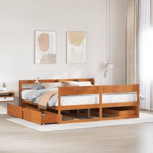 vidaXL, vidaXL Massivholzbett ohne Matratze Wachsbraun 180x200 Kiefernholz