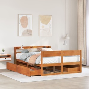 vidaXL, vidaXL Massivholzbett ohne Matratze Wachsbraun 160x200 Kiefernholz, vidaXL Massivholzbett ohne Matratze Wachsbraun 160x200 Kiefernholz