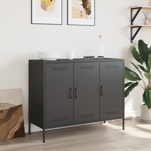 vidaXL, vidaXL Sideboard Schwarz 100,5x39x79 cm Kaltgewalzter Stahl