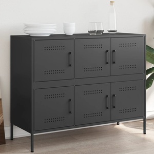vidaXL, vidaXL Sideboard Schwarz 100,5x39x79 cm Kaltgewalzter Stahl