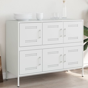 vidaXL, vidaXL Sideboard Weiß 100,5x39x79 cm Kaltgewalzter Stahl