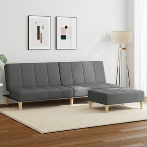 vidaXL, vidaXL Schlafsofa 2-Sitzer mit Fußhocker Dunkelgrau Stoff, vidaXL Schlafsofa 2-Sitzer mit Fußhocker Dunkelgrau Stoff