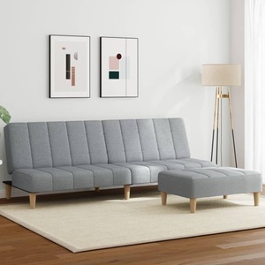 vidaXL, vidaXL Schlafsofa 2-Sitzer mit Fußhocker Hellgrau Stoff, vidaXL Schlafsofa 2-Sitzer mit Fußhocker Hellgrau Stoff
