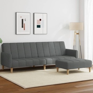 vidaXL, vidaXL Schlafsofa 2-Sitzer mit Fußhocker Dunkelgrau Stoff, vidaXL Schlafsofa 2-Sitzer mit Fußhocker Dunkelgrau Stoff