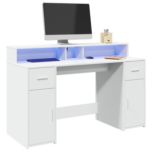 vidaXL, vidaXL LED-Schreibtisch Weiß 140x55x91 cm Holzwerkstoff