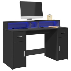 vidaXL, vidaXL LED-Schreibtisch Schwarz 140x55x91 cm Holzwerkstoff