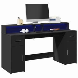 vidaXL, vidaXL LED-Schreibtisch Schwarz 160x55x91 cm Holzwerkstoff