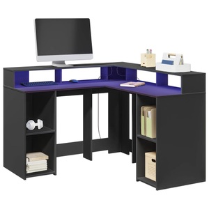 vidaXL, vidaXL LED-Schreibtisch Schwarz 130x130x91 cm Holzwerkstoff