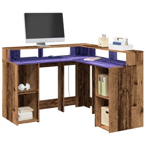vidaXL, vidaXL LED-Schreibtisch Altholz-Optik 130x130x91 cm Holzwerkstoff