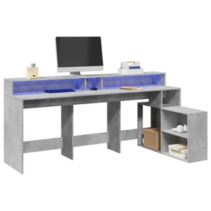 vidaXL, vidaXL LED-Schreibtisch Betongrau 200x104x91 cm Holzwerkstoff