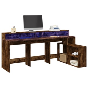 vidaXL, vidaXL LED-Schreibtisch Räuchereiche 200x104x91 cm Holzwerkstoff