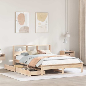 vidaXL, vidaXL Massivholzbett mit Regal ohne Matratze 140x190 cm Kiefernholz
