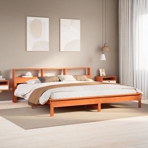 vidaXL, vidaXL Massivholzbett ohne Matratze Wachsbraun 200x200 Kiefernholz, vidaXL Massivholzbett ohne Matratze Wachsbraun 200x200 Kiefernholz