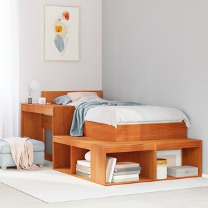 vidaXL, vidaXL Massivholzbett ohne Matratze Wachsbraun 75x190 cm Kiefernholz