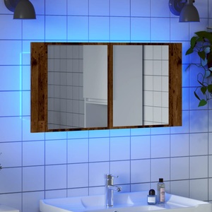 vidaXL, vidaXL LED-Spiegelschrank Altholz-Optik 90x12x45 cm Holzwerkstoff