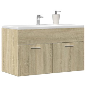 vidaXL, vidaXL Waschbeckenunterschrank Sonoma-Eiche 90x38,5x46 Holzwerkstoff