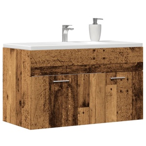 vidaXL, vidaXL Waschbeckenunterschrank Altholz-Optik 90x38,5x46 Holzwerkstoff