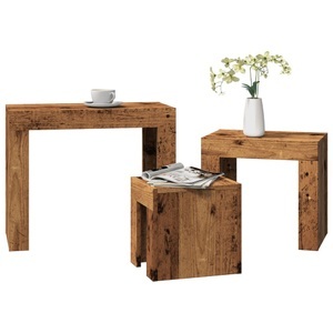 vidaXL, vidaXL Satztische 3 Stk. Altholz-Optik Holzwerkstoff, vidaXL Satztische 3 Stk. Altholz-Optik Holzwerkstoff
