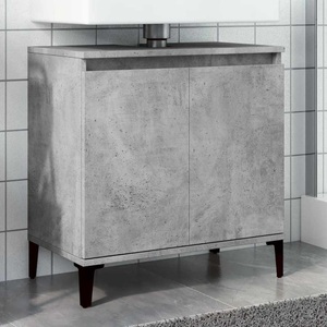 vidaXL, vidaXL Waschbeckenunterschrank Betongrau 58x33x60 cm Holzwerkstoff