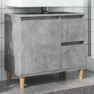 vidaXL, vidaXL Waschbeckenunterschrank Betongrau 65x33x60 cm Holzwerkstoff, vidaXL Waschbeckenunterschrank Betongrau 65x33x60 cm Holzwerkstoff