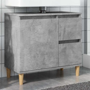 vidaXL, vidaXL Waschbeckenunterschrank Betongrau 65x33x60 cm Holzwerkstoff