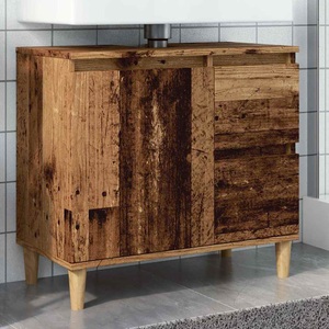 vidaXL, vidaXL Waschbeckenunterschrank Altholz-Optik 65x33x60 cm Holzwerkstoff