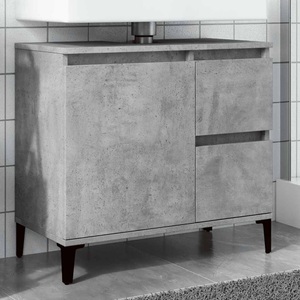 vidaXL, vidaXL Waschbeckenunterschrank Betongrau 65x33x60 cm Holzwerkstoff