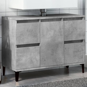 vidaXL, vidaXL Waschbeckenunterschrank Betongrau 80x33x60 cm Holzwerkstoff