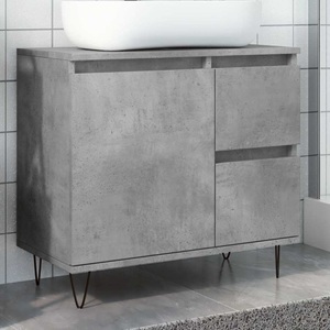 vidaXL, vidaXL Waschbeckenunterschrank Betongrau 65x33x60 cm Holzwerkstoff
