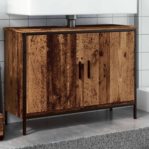 vidaXL, vidaXL Waschbeckenunterschrank Altholz-Optik 80x30x60 cm Holzwerkstoff