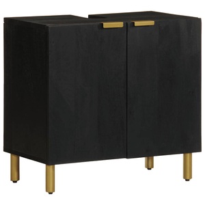 vidaXL, vidaXL Waschbeckenunterschrank Schwarz 62x33x58 cm Holzwerkstoff
