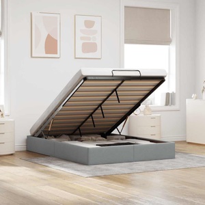 vidaXL, vidaXL Ottoman-Bett ohne Matratze Hellgrau 140x190 cm Stoff