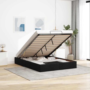 vidaXL, vidaXL Ottoman-Bett ohne Matratze Schwarz 140x200 cm Stoff