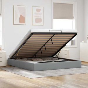 vidaXL, vidaXL Ottoman-Bett ohne Matratze Hellgrau 160x200 cm Stoff
