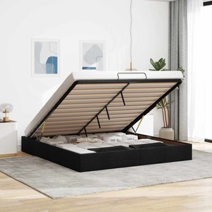 vidaXL, vidaXL Ottoman-Bett ohne Matratze Schwarz 160x200 cm Stoff