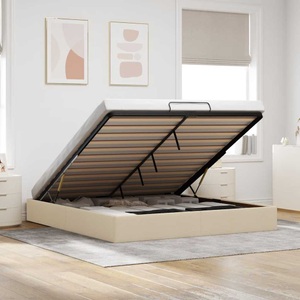 vidaXL, vidaXL Ottoman-Bett ohne Matratze Creme 160x200 cm Stoff