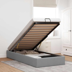 vidaXL, vidaXL Ottoman-Bett ohne Matratze Hellgrau 90x200 cm Stoff