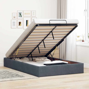 vidaXL, vidaXL Ottoman-Bett ohne Matratze Dunkelgrau 120x200 cm Samt
